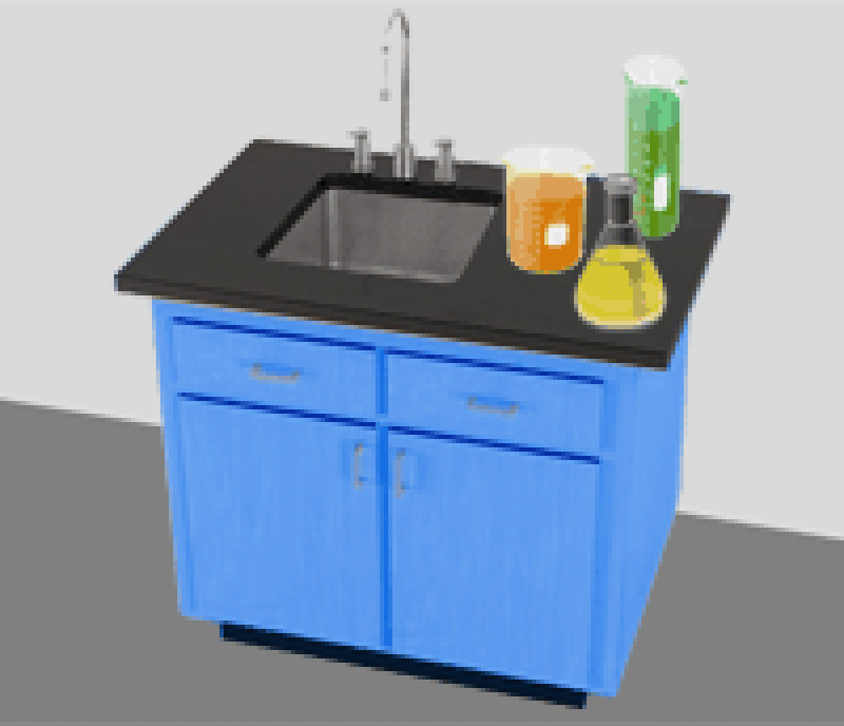 Laboratory sink with some equipment