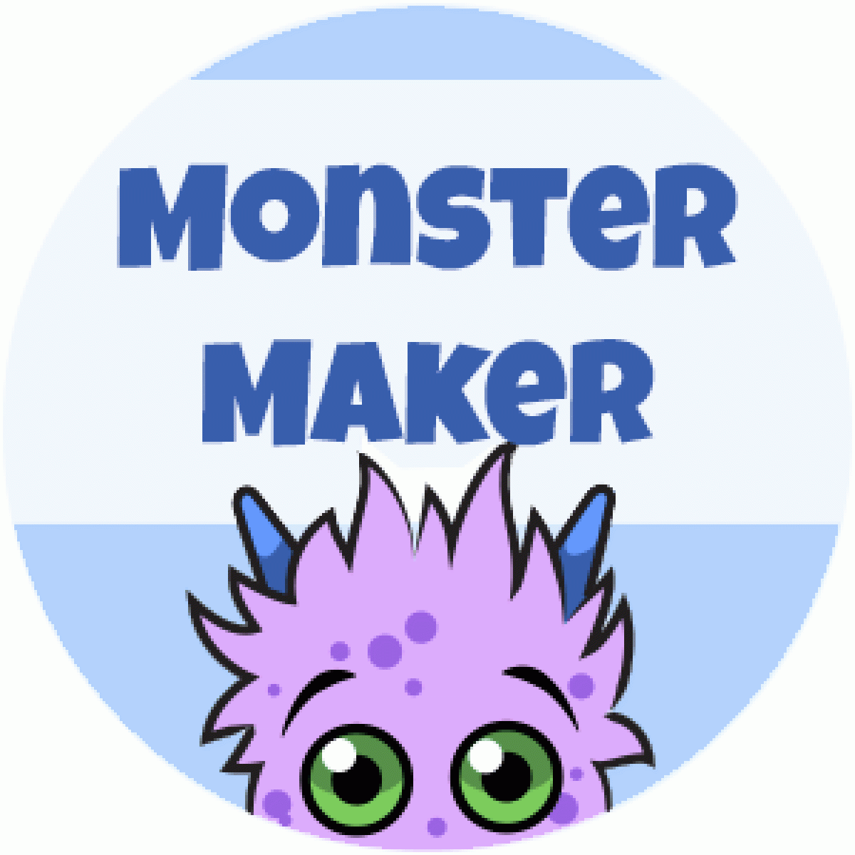 An illustration of a monster peeking over the edge, with the title Monster Maker